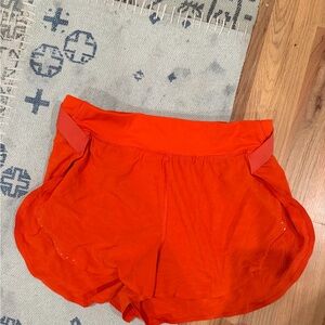 Lululemon Athletica Bright Orange Fast and Free Athletic Shorts